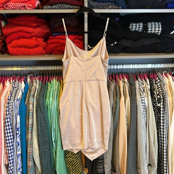 BCX pale pink/gold metallic threads sleeveless back zipper closure dress size 5 - Picture 3 of 3